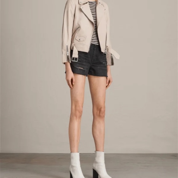 All Saints Cole Biker Leather Jacket - Sand (US 6) - Picture 3 of 8